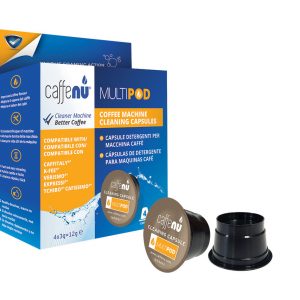 Box of Aldi-compatible Caffenu pod machine cleaning capsules